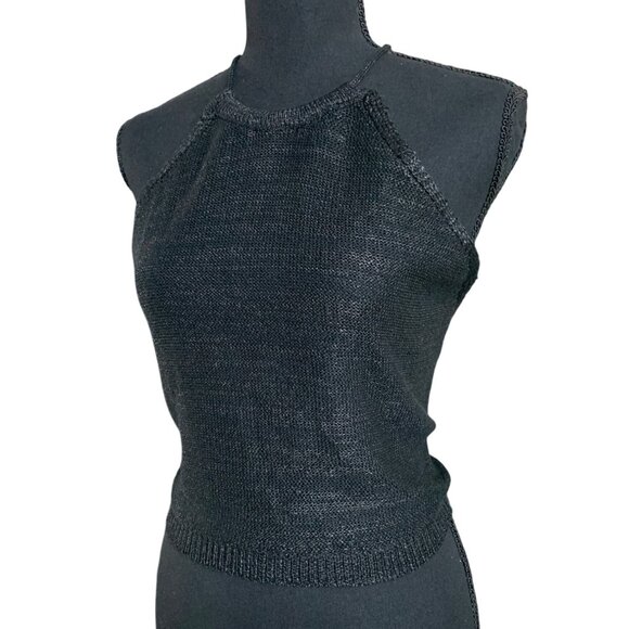 Wild Fable Womens Black Halter Neck Knit Crop Top w/ Adjustable Tie Back Small - Picture 5 of 16